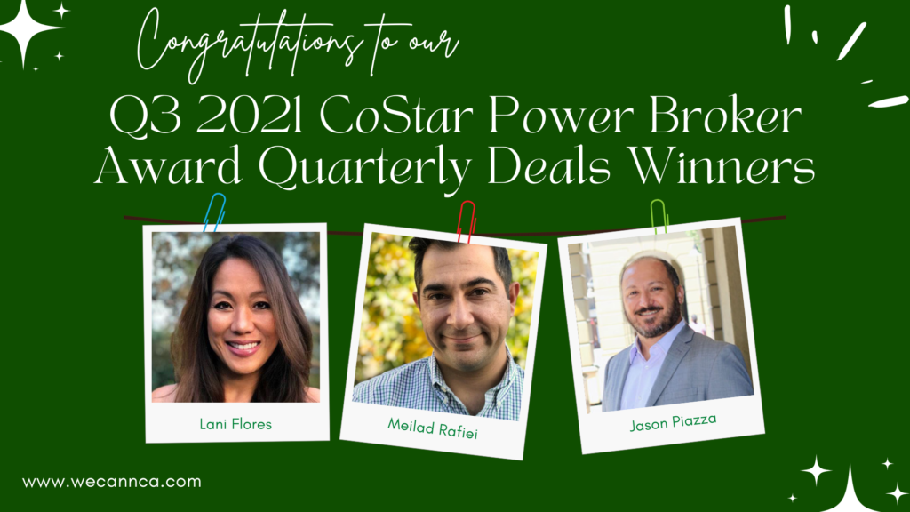 Commercial Real Estate award winners for Q3 Costar Power Brokers showing list of winners